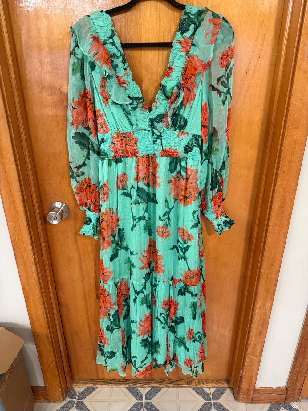 Anthropologie The Odetta Ruffled V-Neck Dress - Picture 4 of 7